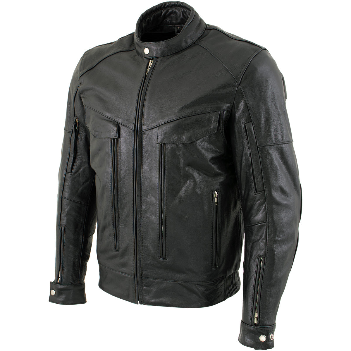 X Armor Men s Buffalo Leather Cruiser Motorcycle Jacket with X Armor Protection