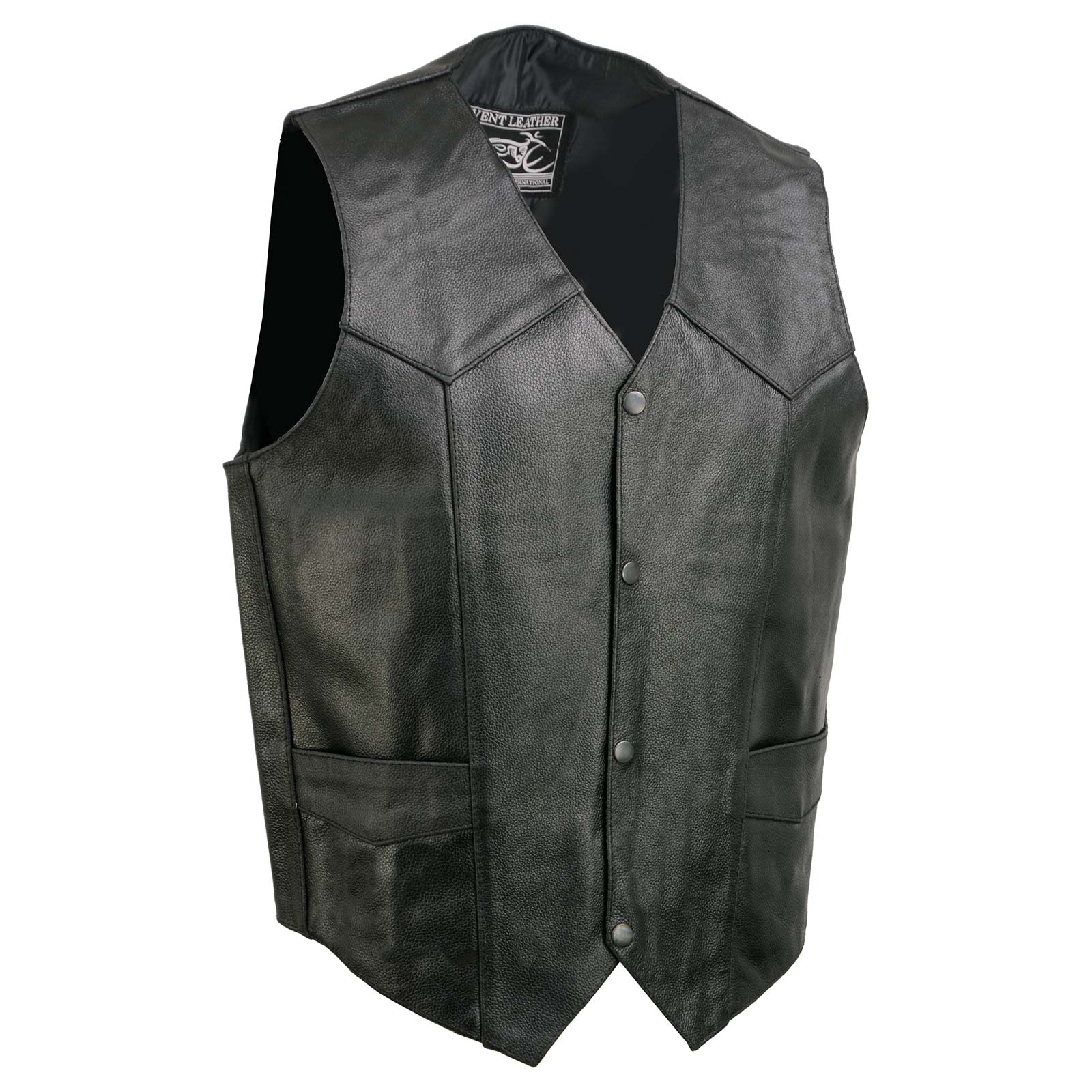 Event Leather EL5310 Black Motorcycle Leather Vest for Men - Riding Club  Adult Motorcycle Vests