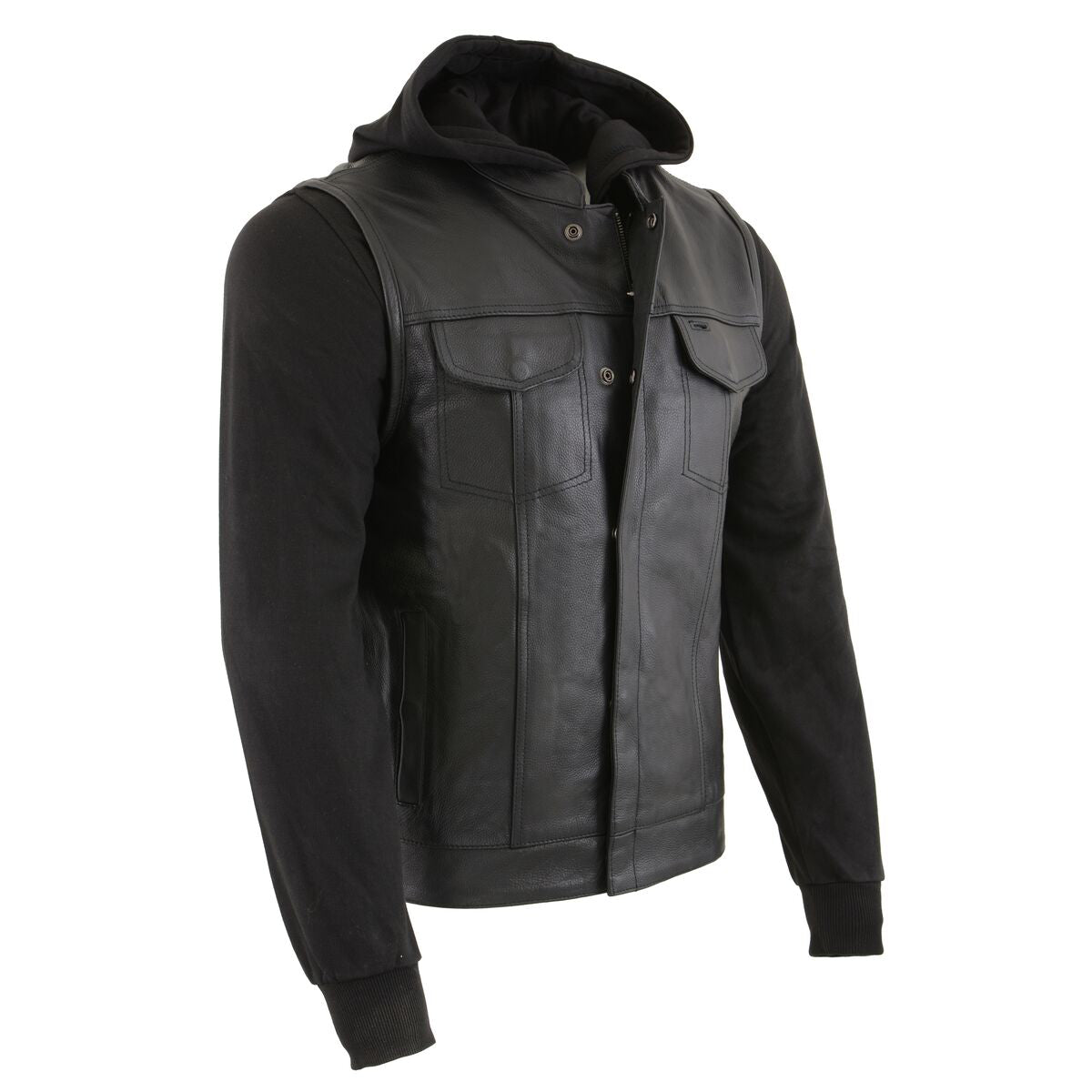 Milwaukee Leather LKM3714 Men's Black Club Style '2 in 1' Zipper