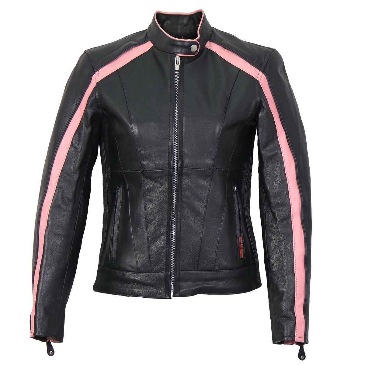 Bright Pink Leather Jacket with Sportsman Stripe