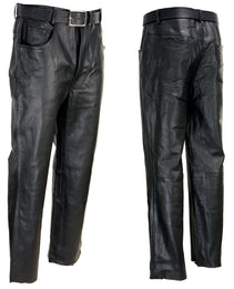 Xelement 860 Men's 'Classic' Black Loose Fit Motorcycle Casual Leather Pants