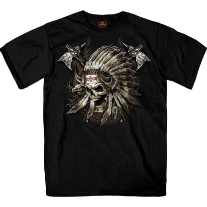 Hot Leathers GMS1550 Men's Black SS JP Indian Chief Skull Printed T-Shirt