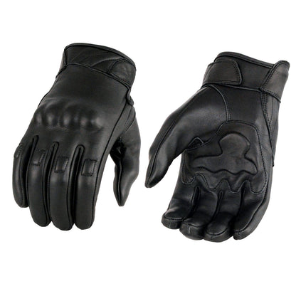 Milwaukee Leather MG7501 Men's Black Leather Gloves with Rubberized Knuckles