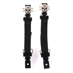 Milwaukee Leather MLA4009 Motorcycle Biker Skull and Bones Emblem Elastic Bungee Clips for Chaps or Pants (Set of 2)