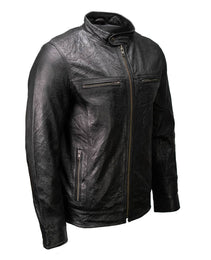 Milwaukee Leather SFM1866 Men's Classic Black Premium Leather Motorcycle Style Jacket with Zipper Front