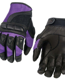 Xelement XG80208 Women's Black and Purple Mesh Cool Rider Motorcycle Gloves