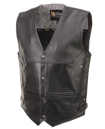 Xelement XS1927 Men's 'Road King' Black Motorcycle Leather Biker Vest