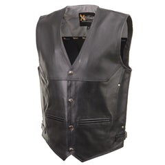 Xelement XS1927 Men's 'Road King' Black Motorcycle Leather Biker Vest