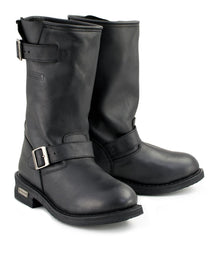 Xelement 1440 Men's 'The Classic' Black Engineer Motorcycle Leather Boots (in Wide and Regular Width)