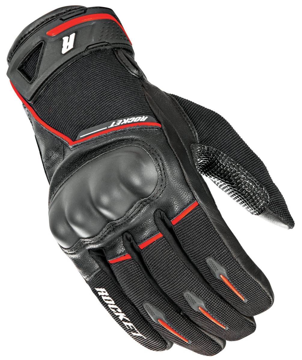 Joe Rocket Super Moto Men's Black and Red Leather Gloves