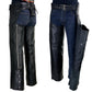 Milwaukee Leather LKM5723 Classic Black Leather Unisex Motorcycle Riding Biker Chaps for Men and Women