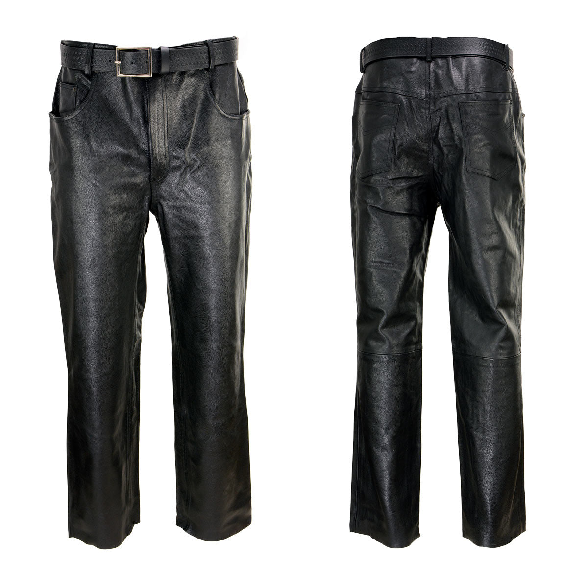 Milwaukee Leather LKM5718 Men's Classic Black Loose Fitted Motorcycle Casual Leather Biker Pants