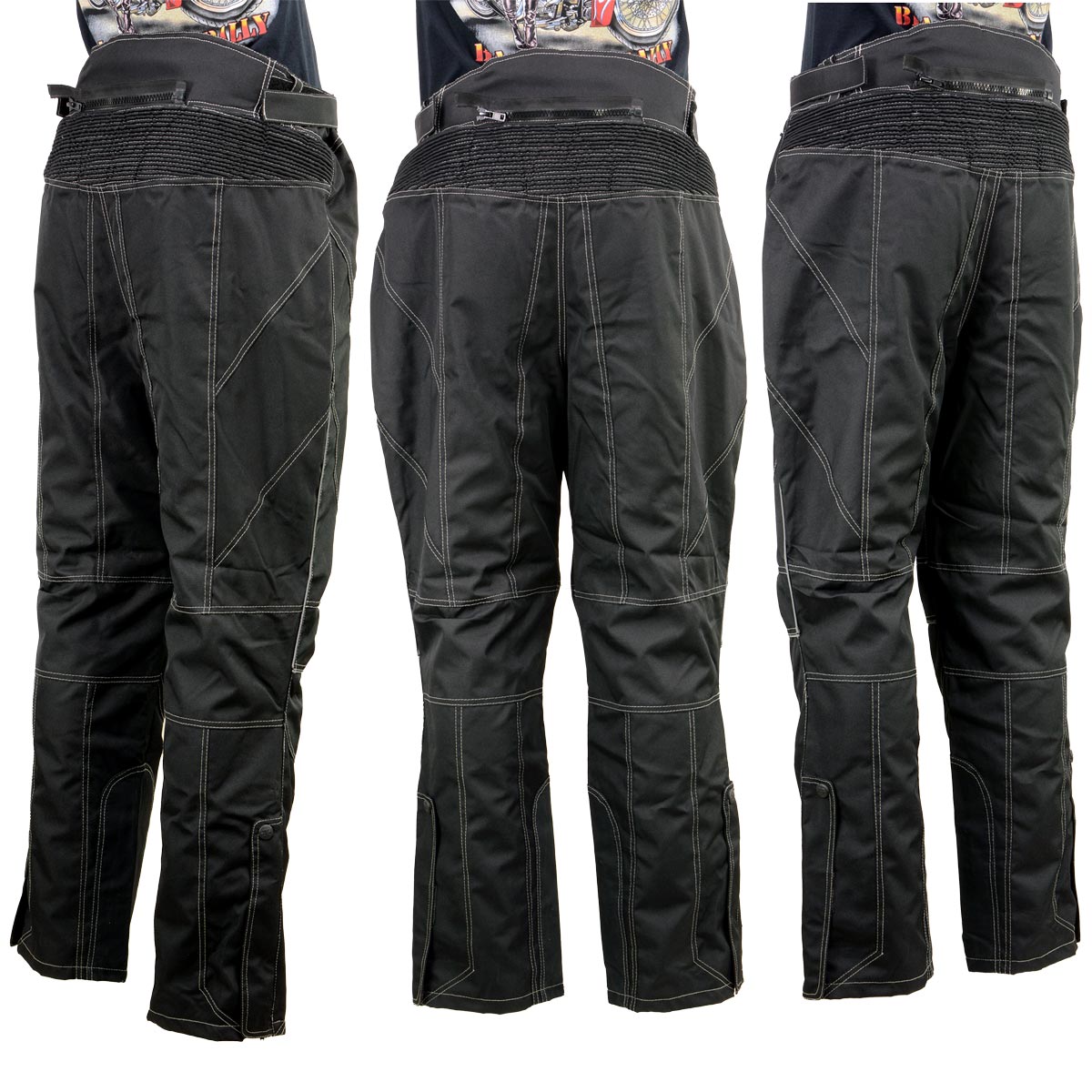 Milwaukee Leather MPM5729 Men's Black Tri-Tex Fabric Motorcycle Rider Pants w/ CE Armor Protection