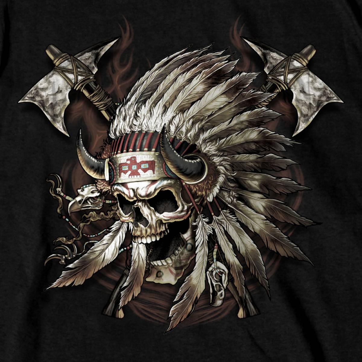 Hot Leathers GMS1550 Men's Black SS JP Indian Chief Skull Printed T-Shirt