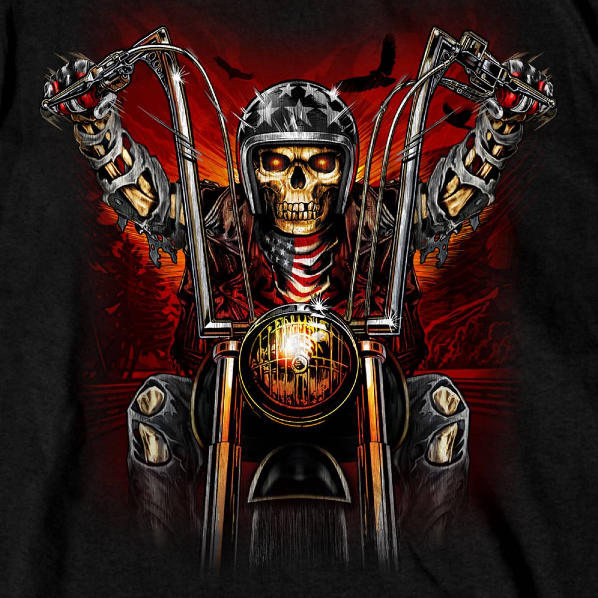 Hot Leathers GMS1551 Men's Black Skull Rider Printed T-Shirt