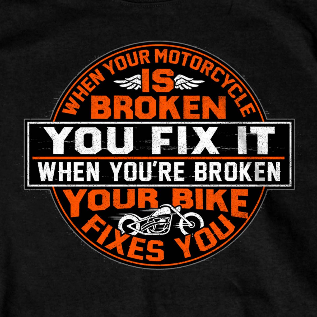 Hot Leathers GMS1552 Men's Black Your Bike Fixes You Printed T-Shirt