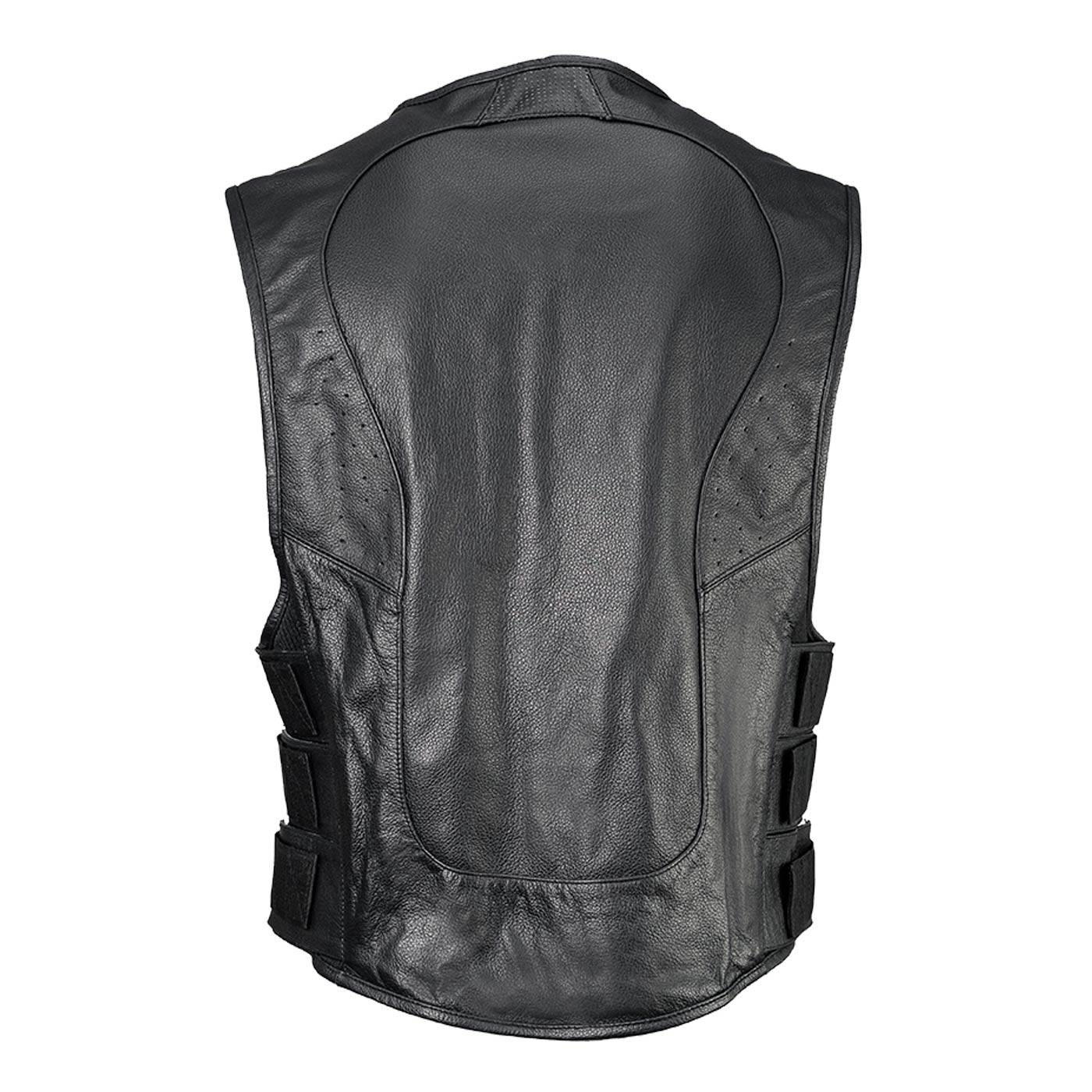 Milwaukee Leather LKM3786 Men's Swat Style Black Leather Motorcycle Riders Vest w/ Adjustable Side Velcro