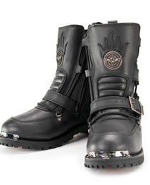 Milwaukee Leather MBM9076 Men’s Black Tactical Logger Leather Boots with Buckle Enhancement