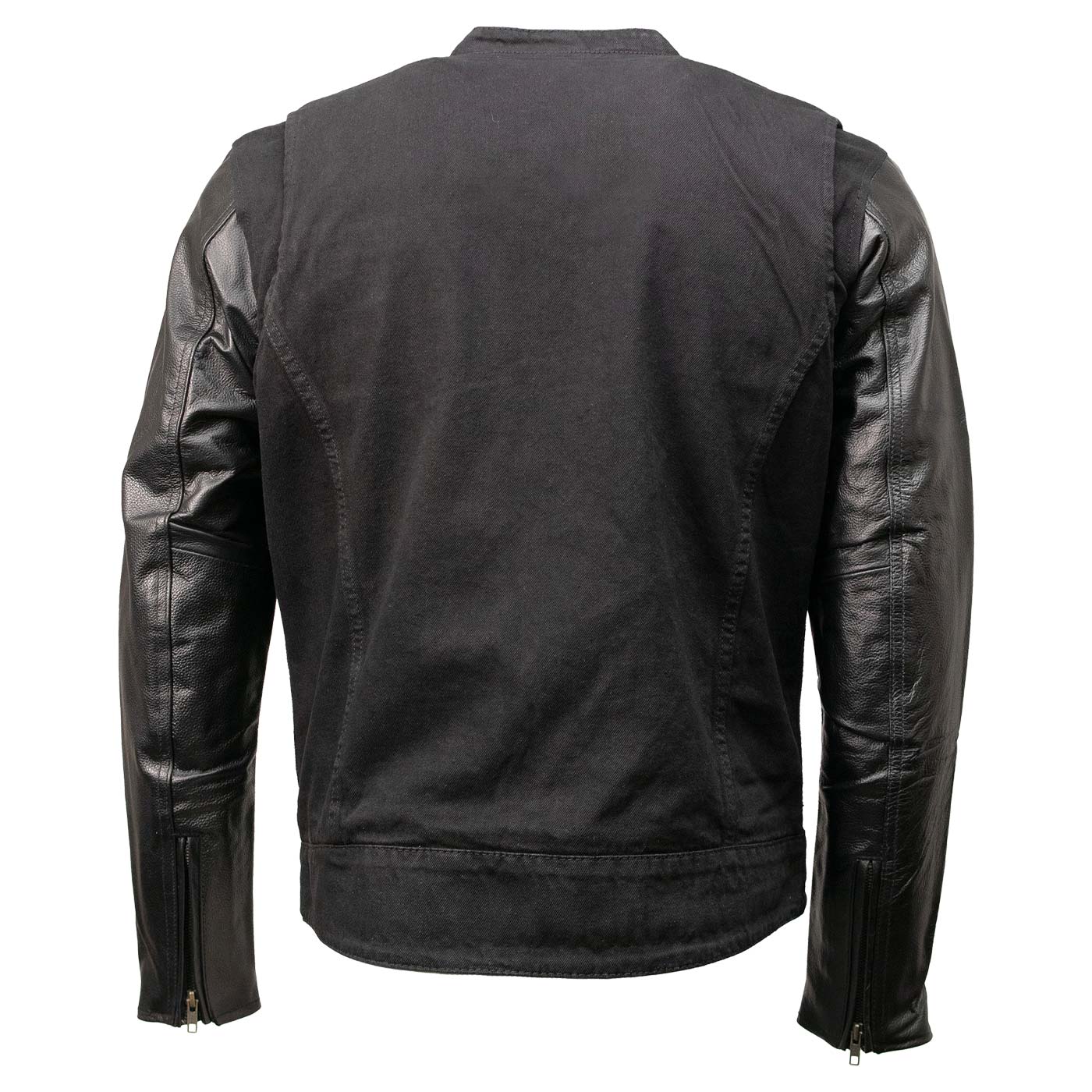 Milwaukee Leather MDM1003 Men's Black Denim and Leather Sleeves Motorcycle Riders Jacket