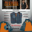 Milwaukee Leather MDM3000 Men's 'Brute' Concealed Snap Black Denim Club Style Vest w/ Hidden Zipper