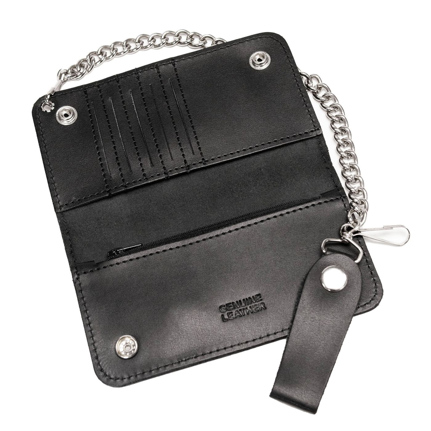 Milwaukee Leather MLW7894 Men's 7" Leather Bi-Fold Biker Wallet w/ Multiple Storage and Swivel Trigger Clip Anti-Theft Stainless Steel Chain