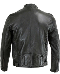 Milwaukee Leather Men's Black Cafe Racer Leather Jacket with Snap Button Collar SFM1835