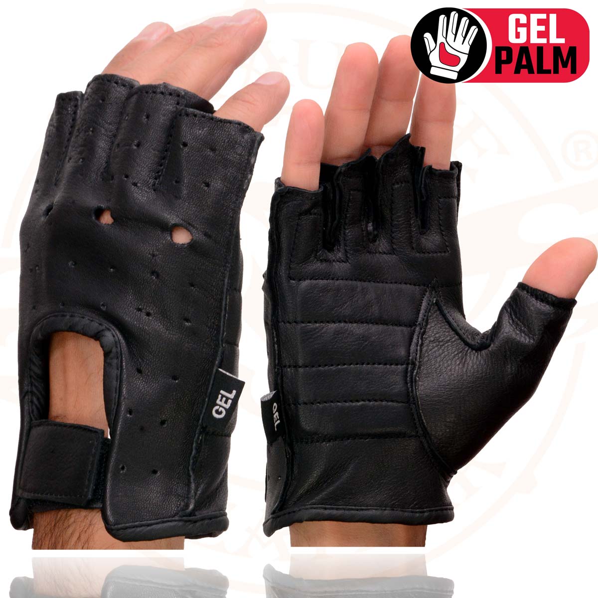 Men's FINGERLESS Leather Gloves - BLACK(violet) - deerskin cheapest leather