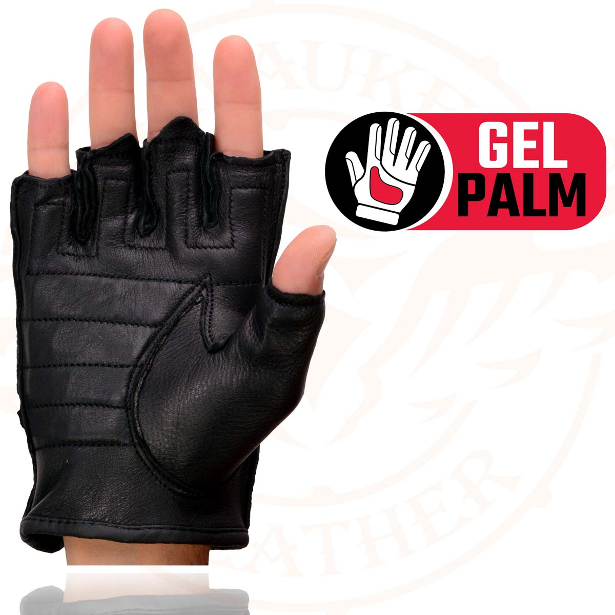 Men's FINGERLESS Leather Gloves - BLACK(violet) - deerskin cheapest leather