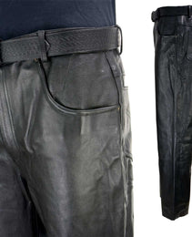 Xelement 860 Men's 'Classic' Black Loose Fit Motorcycle Casual Leather Pants