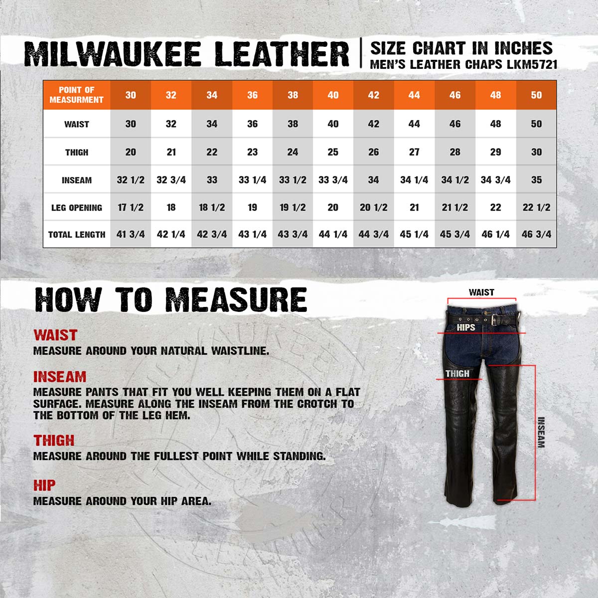 Milwaukee Leather LKM5721 Men's Black Easy Fit Premium Leather Motorcycle Biker Rider Chaps