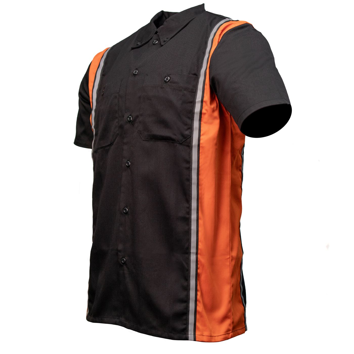 Milwaukee Motorcycle Clothing Co. MDM11610 Men's Classic Black and Orange Button Up Mechanic Shirt w/ Reflective Stripe