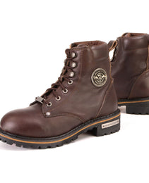 Milwaukee Leather Women's Dark Brown Leather Outdoors Lace-Up Boots for Bikers Casual MBL9308