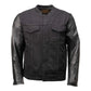 Milwaukee Leather MDM1003 Men's Black Denim and Leather Sleeves Motorcycle Riders Jacket