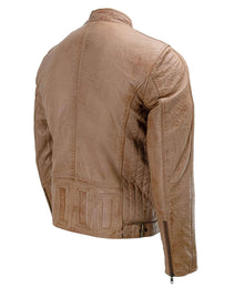 Milwaukee Leather SFM1835 Men's Saddle ‘Cafe Racer’ Leather Jacket with Snap Button Collar