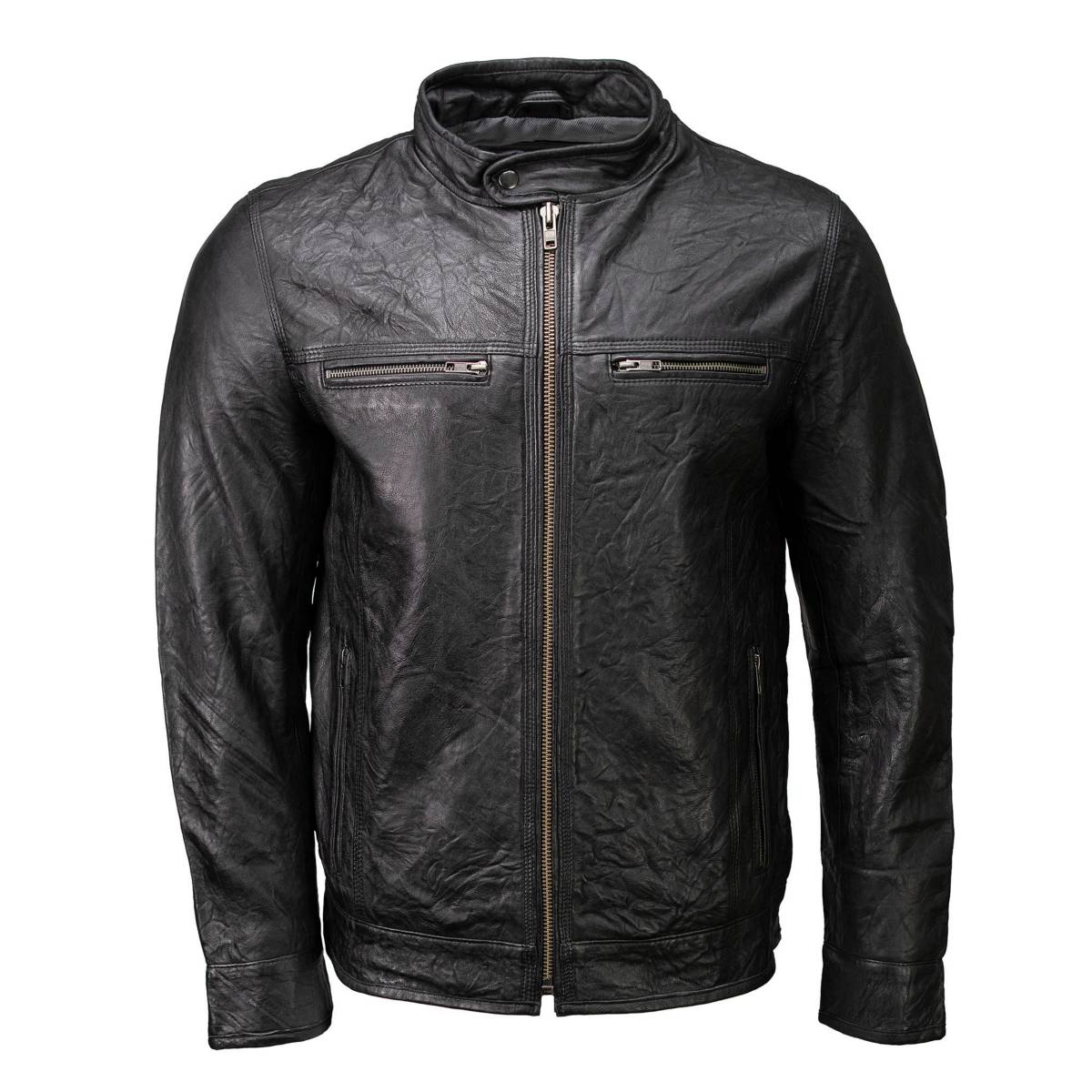 Milwaukee Leather SFM1866 Men's Classic Black Premium Leather Motorcycle Style Jacket with Zipper Front