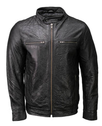 Milwaukee Leather SFM1866 Men's Classic Black Premium Leather Motorcycle Style Jacket with Zipper Front