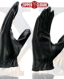 Xelement XG37536 Ladies Black Unlined Leather Gloves with Zipper Closure