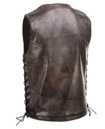 Xelement XS3540 Men's 'Wreck' Distressed Brown Multi-Pocket Motorcycle Biker Rider Leather Vest