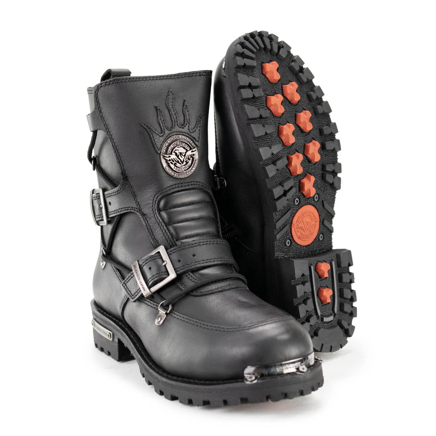 Milwaukee Leather MBM9076 Men’s Black Tactical Logger Leather Boots with Buckle Enhancement