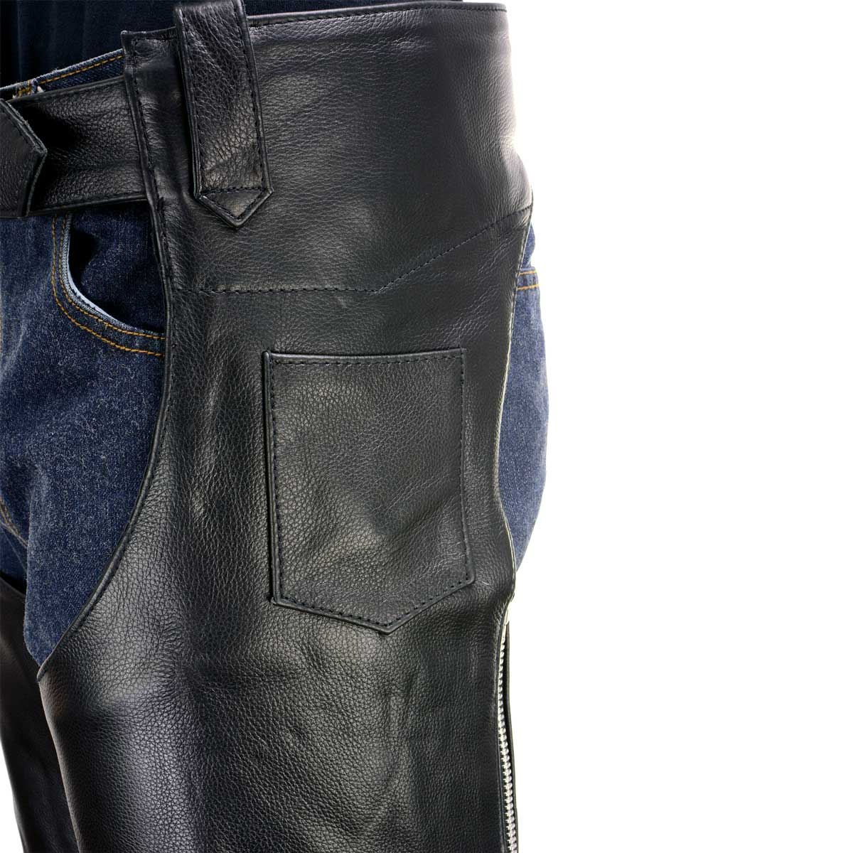 Milwaukee Leather LKM5723 Classic Black Leather Unisex Motorcycle Riding Biker Chaps for Men and Women