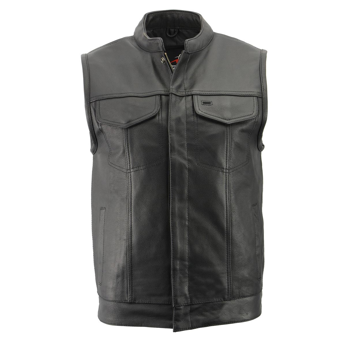 Men’s Premium Cowhide Leather Club Style Motorcycle Biker Riding Vest BZ6410