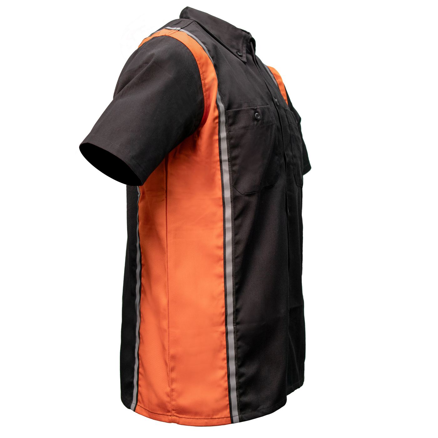 Milwaukee Motorcycle Clothing Co. MDM11610 Men's Classic Black and Orange Button Up Mechanic Shirt w/ Reflective Stripe