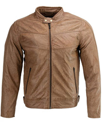 Milwaukee Leather SFM1835 Men's Saddle ‘Cafe Racer’ Leather Jacket with Snap Button Collar