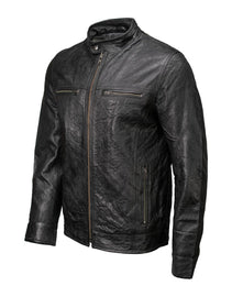 Milwaukee Leather SFM1866 Men's Classic Black Premium Leather Motorcycle Style Jacket with Zipper Front