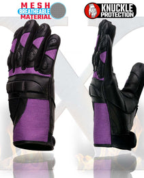 Xelement XG80208 Women's Black and Purple Mesh Cool Rider Motorcycle Gloves