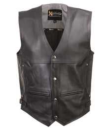 Xelement XS1927 Men's 'Road King' Black Motorcycle Leather Biker Vest