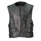 Milwaukee Leather LKM3786 Men's Swat Style Black Leather Motorcycle Riders Vest w/ Adjustable Side Velcro