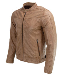 Milwaukee Leather SFM1835 Men's Saddle ‘Cafe Racer’ Leather Jacket with Snap Button Collar