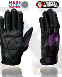 Xelement XG80208 Women's Black and Purple Mesh Cool Rider Motorcycle Gloves