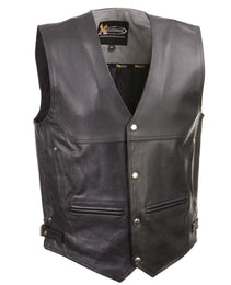 Xelement XS1927 Men's 'Road King' Black Motorcycle Leather Biker Vest